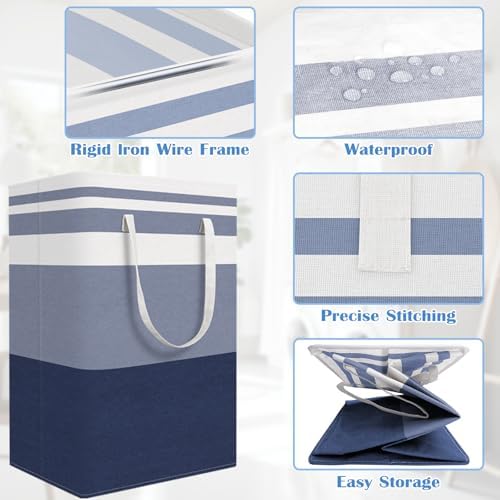 BlissTotes 3-Pack Gradient Blue Collapsible Laundry Basket