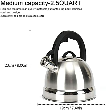 Ergonomic Whistling 25 qt Stainless Steel Tea Kettle