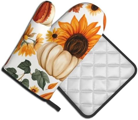 Pumpkins Sunflowers Halloween Oven Mitts Pot Holders Set