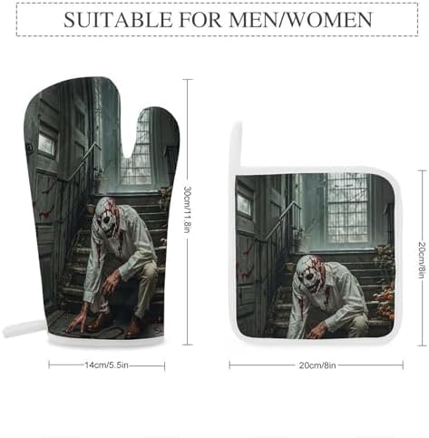 Halloween Horror-Themed Oven Mitts Set for Grilling Baking