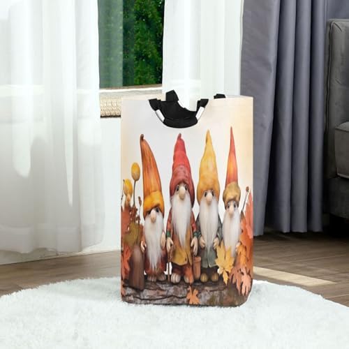 Collapsible Storage Hamper with Handles Autumn Gnomes Design Waterproof Durable