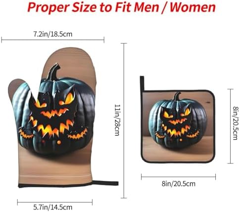 Halloween Bat Pumpkin Oven Mitts Pot Holders Set