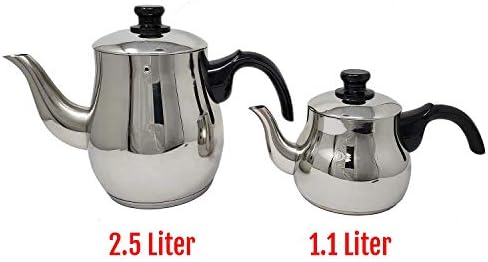 LavoHome Turkish Samovar Style Stainless Steel Double Handle Kettle