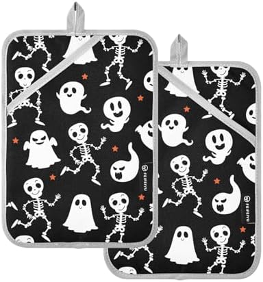 2-Piece Halloween Skeleton Pot Holder Set