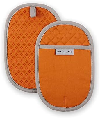 HEAT RESISTANT KitchenAid Asteroid 2-Pack Pot Holders Honey Orange 65x10