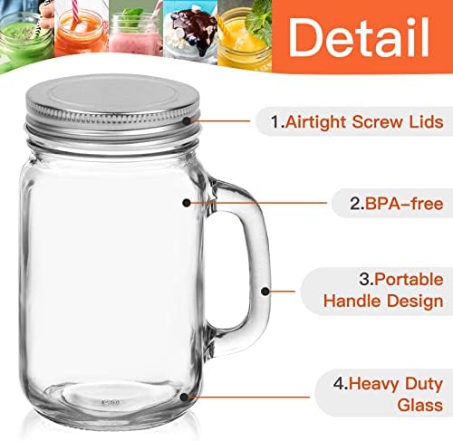 Keketin 16 oz Glass Mason Jars with Lids 9 Pack