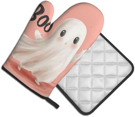FireDeer Halloween Ghost Oven Mitts Potholder Set