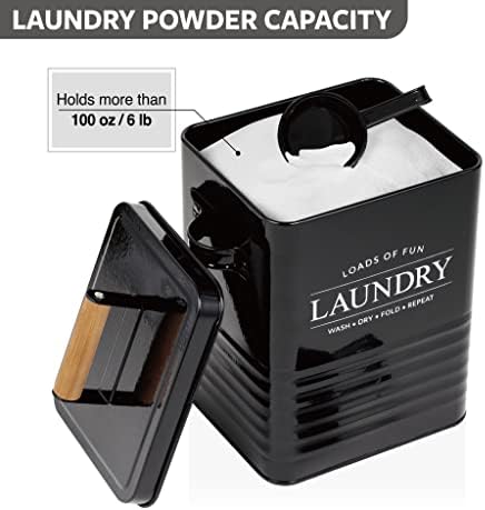 Calindiana Modern Farmhouse Laundry Soap Dispenser with Scoop and Holder Black