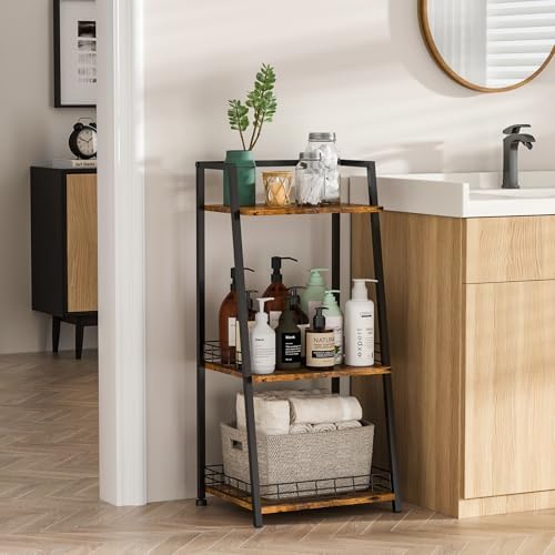 Stylish 3-Tier Bathroom Organizer with Metal Frames for Efficient Storage