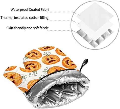 Halloween Pumpkin Oven Mitts and Pot Holders Set of 4