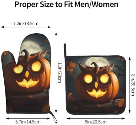 Halloween Silicone Oven Mitts - Owl Pumpkin Heat Resistant Kitchen Glove Set