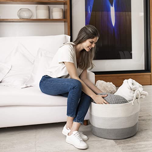 OrganiHaus Gray Extra Large Storage Basket for Blankets