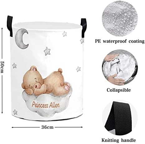 Personalized Bear Moon Clouds Laundry Basket