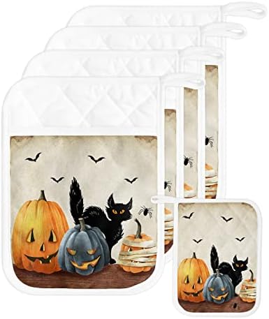 Halloween Black Cat Transformation Pot Holder Set