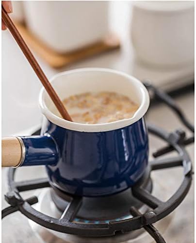 YumCute Enamel Saucepan 4 Inch 17 Oz Butter Warmer with Wooden Handle