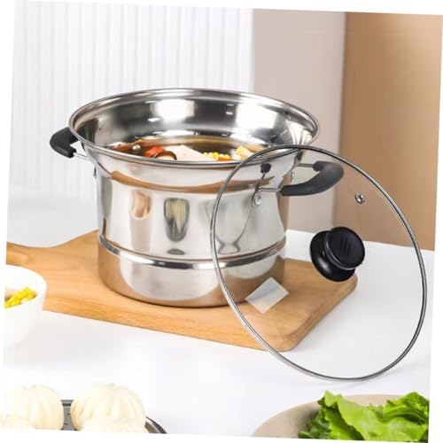 Stainless Steel Soup Saucepan Set with Lid and Steaming Basket