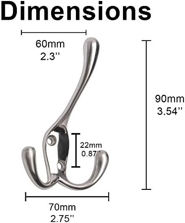 Durable 5-Pack Coat Hat Hooks with Flared Prongs