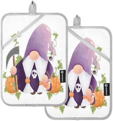 2-pack Halloween Skull Gnome Potholders with Pockets