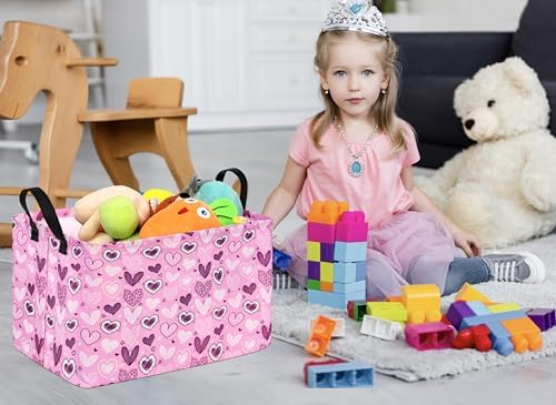 ACMUUNI Pink Heart Storage Basket for Kids and Laundry