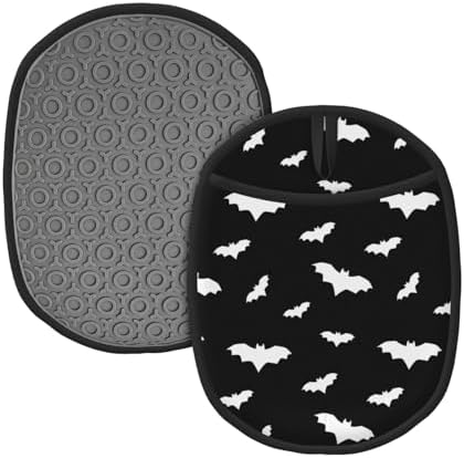 Silicone Oven Mitts with Pocket - Halloween Bat Design