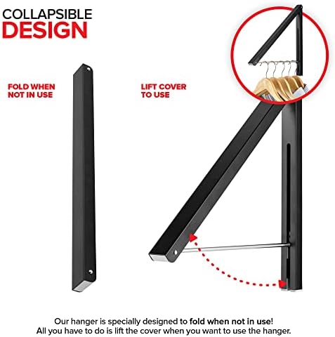Wall-Mounted Single Foldable Clothes Rack Black
