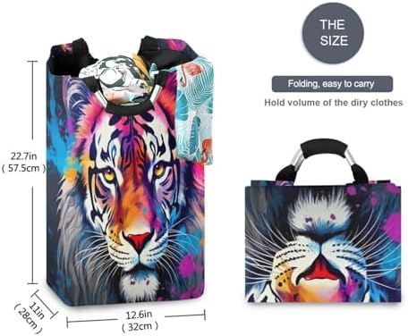Stylish Functional Collapsible Laundry Basket with Cute Tiger Handles