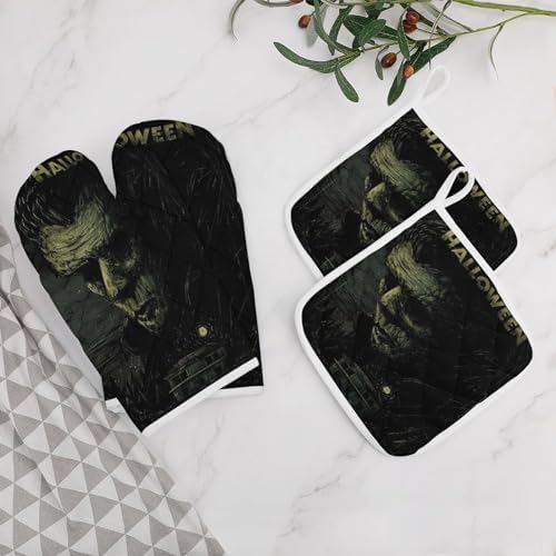 Halloween Oven Mitts Pot Holders Trick or Treat Set