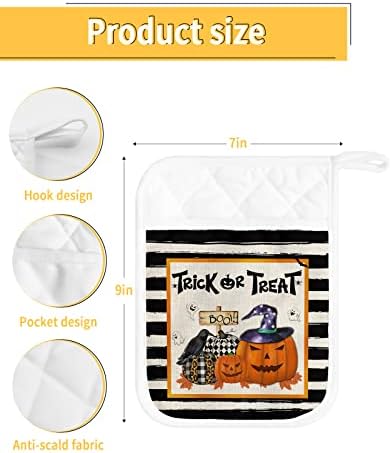 Spooky Halloween 5PCS Pot Holders Set with Pockets