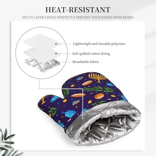 Happy Hanukkah jewish festival oven mitts WJJUOA