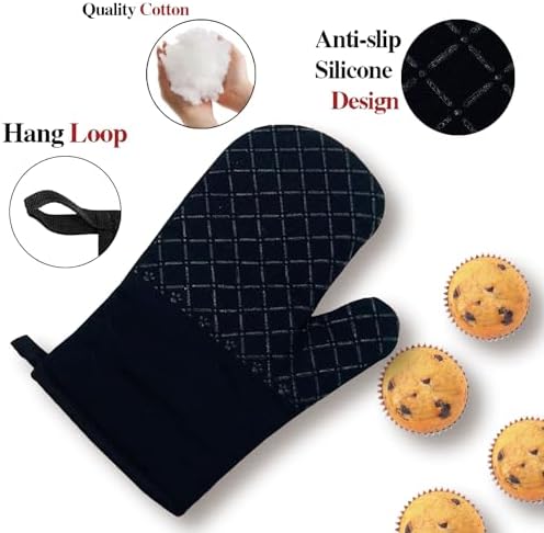 Funny Cat Oven Mitts and Potholders Set