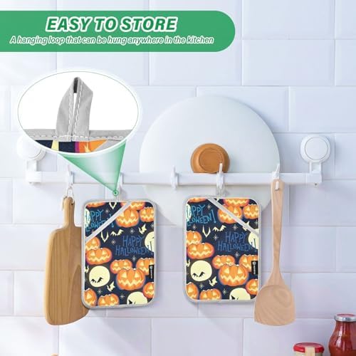 creative Halloween Orange Pumpkins Potholders Set for Kitchen Heat Protection