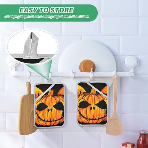 Pumpkin Halloween Skull Potholders with Pockets 2 Pack