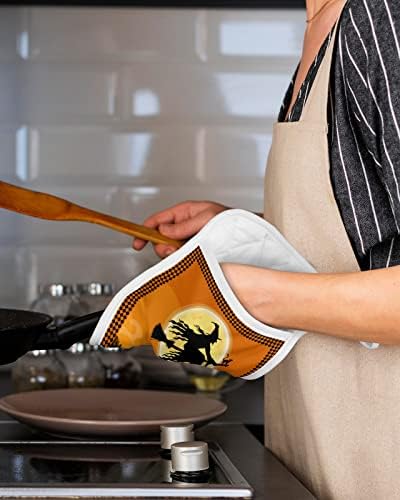Trick or Treat Halloween flying witch pot holders