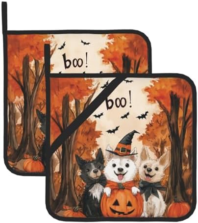 2Pcs Ghost Dogs Halloween Decor Pot Holders for Kitchen