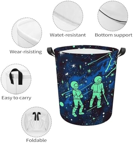 Glow-in-the-Dark Durable Collapsible laundry basket for homes and travel