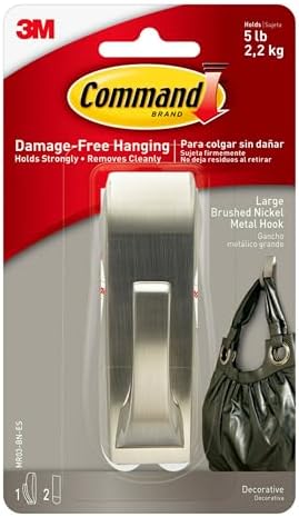 Command Large Modern Metal Hook Brushed Nickel