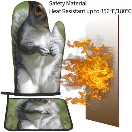 Indoor Red Squirrel Oven Mitts Pot Holders Set