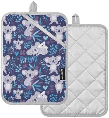 Dalzium Potholder Set of 2 with Koala Bears and Floral Design