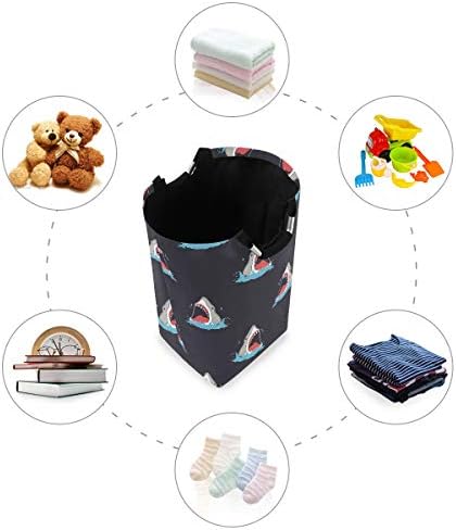 Susiyo Foldable Laundry Basket with Handles and Unique Shark Pattern