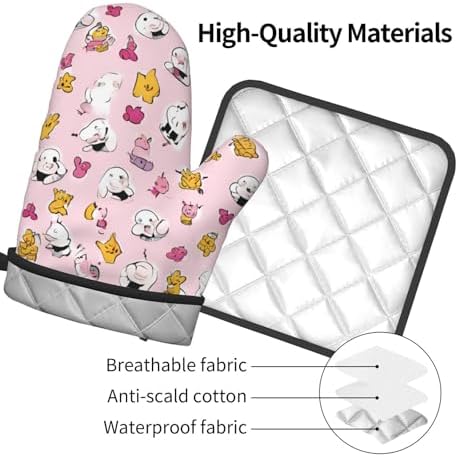 Lovely Rice Ball Printed Oven Mitts and Pot Holders 2pcs Set