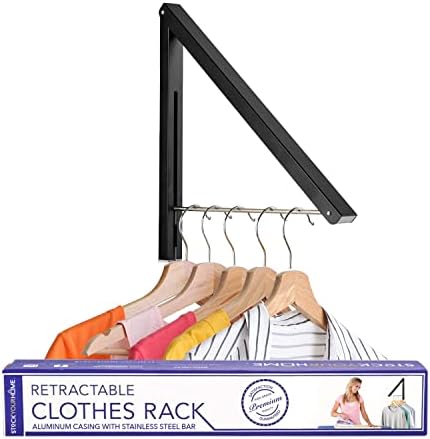 Wall-Mounted Single Foldable Clothes Rack Black