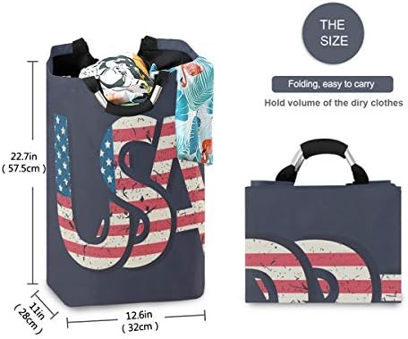 Collapsible Laundry Hamper with American Flag Design