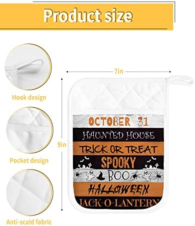 Halloween Black Yellow Pot Holders Set of 5