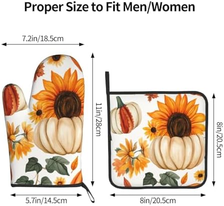 Pumpkins Sunflowers Halloween Oven Mitts Pot Holders Set