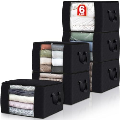 6 Pack Storage Totes - Black