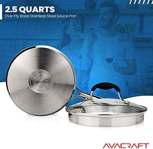 AVACRAFT 25 Quart Saucepan with Glass Lid and Spouts