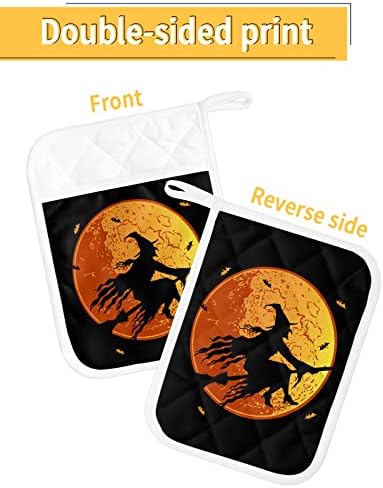 Halloween Trick or Treat Pot Holder Set - Witchy Heat-Resistant Kitchen Pots