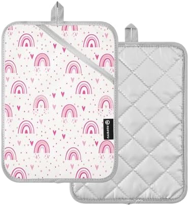 Color Pink Rainbow Heart 2-Pack Pot Holders