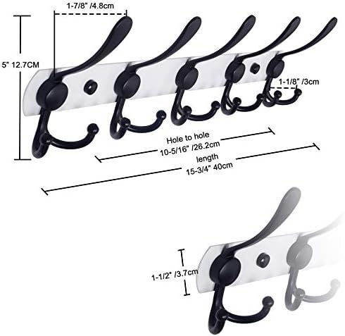Dseap Wall Mounted Coat Rack with 5 Tri Hooks