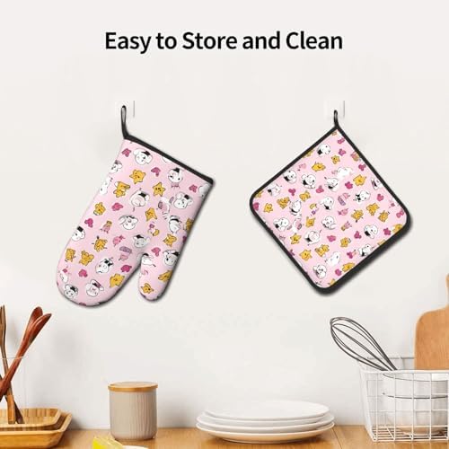 Lovely Rice Ball Printed Oven Mitts and Pot Holders 2pcs Set